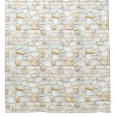 Cream White Grey Faux Stones   Douchegordijn (Voorkant)