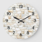 Cream White Grey Faux Stones   Grote Klok (Voorkant)