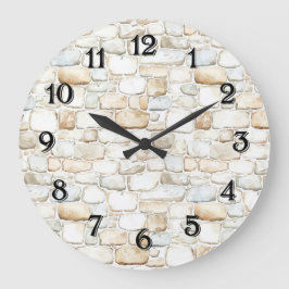 Cream White Grey Faux Stones   Grote Klok