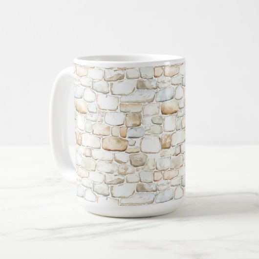 Cream White Grey Faux Stones   Koffiemok (Voorkant links)