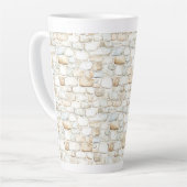 Cream White Grey Faux Stones   Latte Mok (Linkerhoek)
