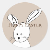 Cream White Happy Easter Schattige Bunny Ronde Sticker (Voorkant)