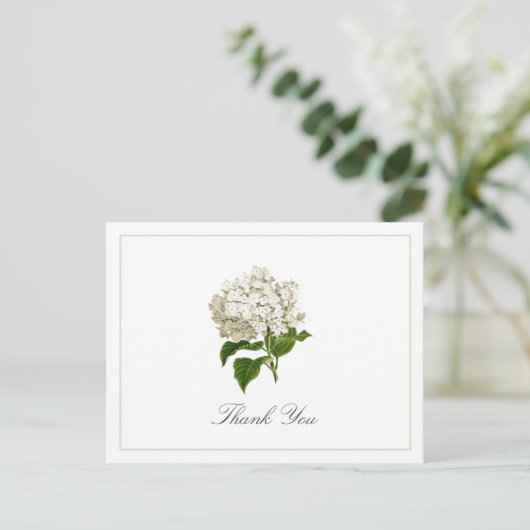 Cream White Hydrangea Bloom Traditional Thank You Briefkaart (Staand voorkant)