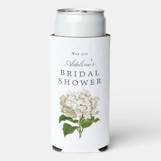 Cream White Hydrangea Bridal Shower Party Seltzer Blikjeskoeler (Seltzer Achterkant)