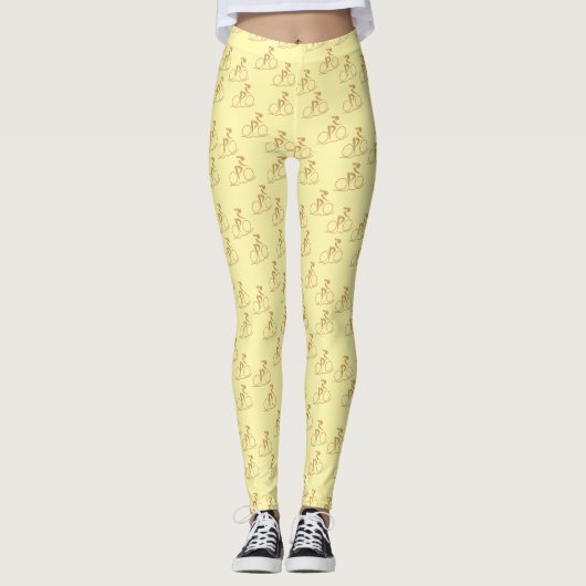  Cream White Mountain Biking Pattern Leggings (Voorkant)