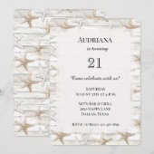 Cream White Ocean Starfish Beach Verjaardag Kaart (Voorkant / Achterkant)