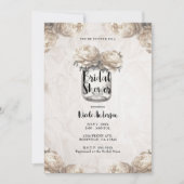 Cream White Peony Mason Jar Rustiek Vrijgezellenfe Kaart (Voorkant)