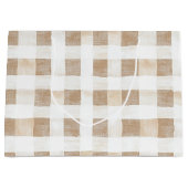 Cream White Plaid Stripes Birthday Groot Cadeauzakje (Voorkant)