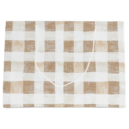 Cream White Plaid Stripes Birthday Groot Cadeauzakje