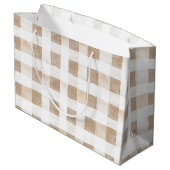 Cream White Plaid Stripes Birthday Groot Cadeauzakje (Achterkant Gekanteld)