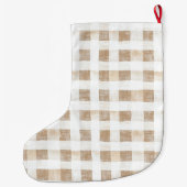 Cream White Plaid Stripes Christmas Grote Kerstsok (Achterkant)