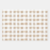 Cream White Plaid Stripes Floral Birthday Inpakpapier Vel (Voorkant)