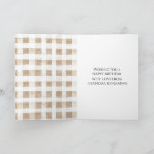 Cream White Plaid Stripes Floral Horse Birthday Kaart (Binnen)