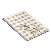 Cream White Plaid Stripes Floral Horse Notitieboek (Rechterzijde)