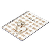 Cream White Plaid Stripes Floral Horse Notitieboek (Linkerzijde)