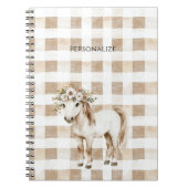 Cream White Plaid Stripes Floral Horse Notitieboek (Voorkant)