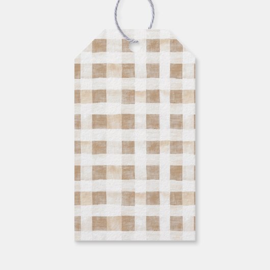 Cream White Plaid Stripes Horse Birthday Cadeaulabel (Achterkant)