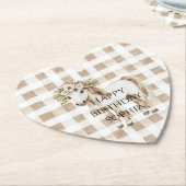 Cream White Plaid Stripes Horse Birthday Kartonnen Onderzetters (Gekanteld)