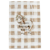 Cream White Plaid Stripes Horse Birthday Medium Cadeauzakje (Voorkant)