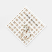 Cream White Plaid Stripes Horse Birthday Servet (Hoek)