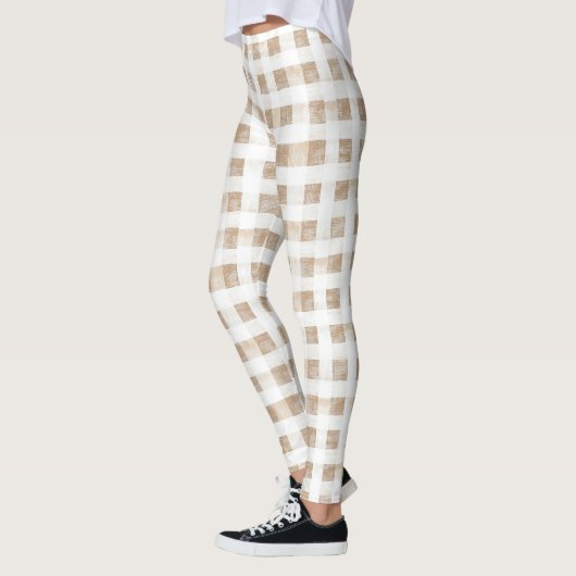 Cream White Plaid Stripes  Leggings (Links)