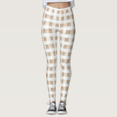 Cream White Plaid Stripes  Leggings (Voorkant)