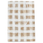 Cream White Plaid Stripes   Medium Cadeauzakje (Voorkant)