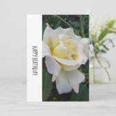 Cream White Rose Birthday Kaart (Staand voorkant)
