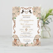 Cream White Rose Western Charro Quinceañera Kaart (Staand voorkant)