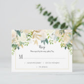 Cream White Roses Cascade Glitter Greenery RSVP | Kaartje (Staand voorkant)