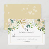 Cream White Roses Cascade Glitter Greenery RSVP | Kaartje (Voorkant / Achterkant)