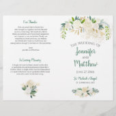 Cream White Roses Gold Glitter Wedding Programme (Voorkant)