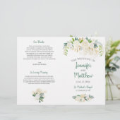 Cream White Roses Gold Glitter Wedding Programme (Staand voorkant)