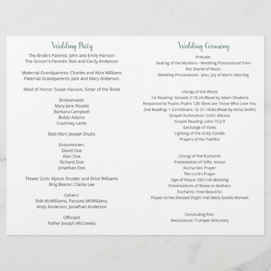 Cream White Roses Gold Glitter Wedding Programme (Achterkant)