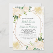 Cream White Roses Greenery Geometrisch Vrijgezelle Kaart (Voorkant)