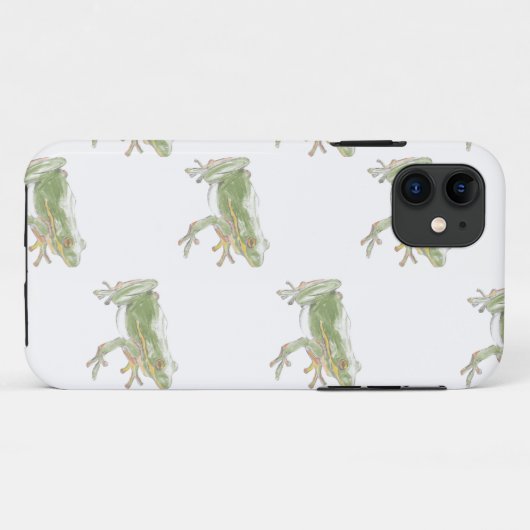 Cream White Sage Green Waterverf Frog Pattern Case-Mate iPhone Case (Achterkant (horizontaal))