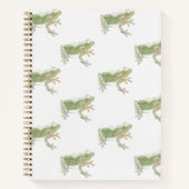 Cream White Sage Green Waterverf Frog Pattern Notitieboek (Voorkant)