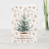 Cream White Snowflakes Christmas Tree Kaart (Voorkant)