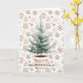 Cream White Snowflakes Christmas Tree  Kaart (Gele Bloem)