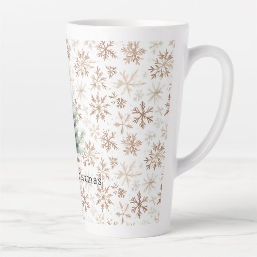 Cream White Snowflakes Christmas Tree Latte Mok (Rechts)