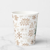 Cream White Snowflakes Christmas Tree Papieren Bekers (Rechts)