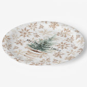 Cream White Snowflakes Christmas Tree  Papieren Bordje (Gekanteld)