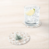 Cream White Snowflakes Christmas Tree  Ronde Kartonnen Onderzetter (Insitu)