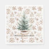 Cream White Snowflakes Christmas Tree  Servet (Voorkant)