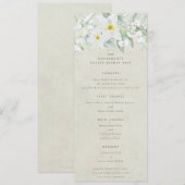 Cream White Spring Florals Flat 4 gangen Pasen Menu (Voorkant / Achterkant)