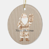 Cream White Stripes Santa Christmas Keramisch Ornament (Links)