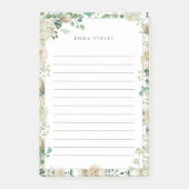 Cream White  Waterverf Floral Name Post-it® Notes (Voorkant)