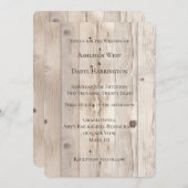 Cream White Wood Wedding Kaart (Voorkant / Achterkant)