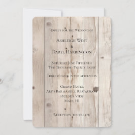 Cream White Wood Wedding Kaart