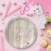 Cream White Wood Wedding Papieren Bordje (Feest)